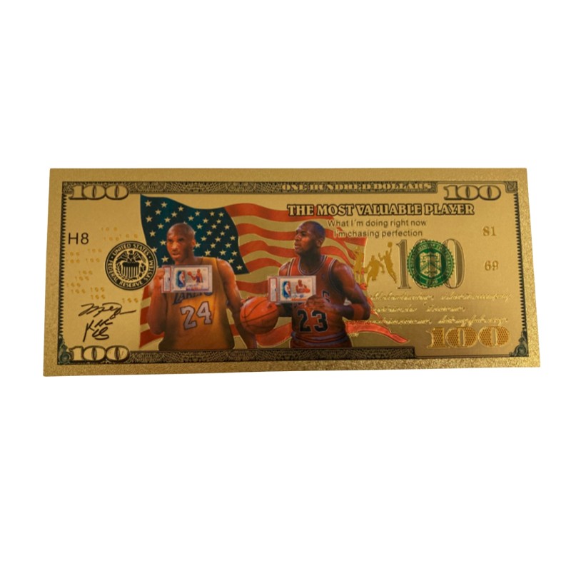 Kobe Bryant And Michael Jordan Gold Foil Plated Bank Note