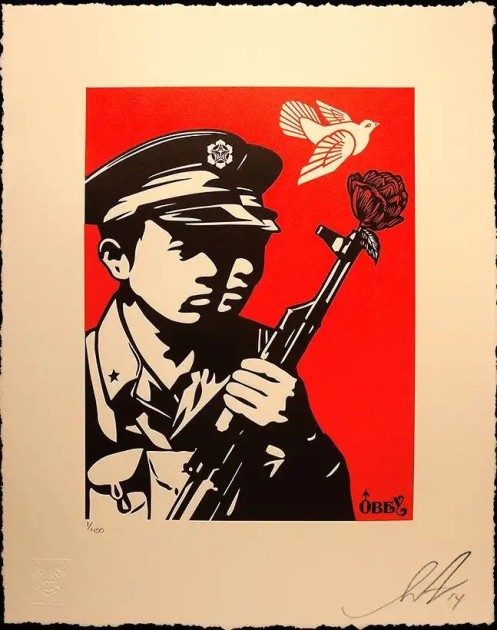 "Chinese Soldiers (Letterpress)" by Shepard Fairey 