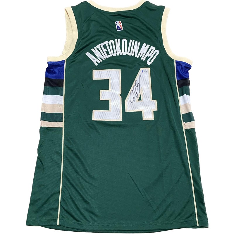 Maglia replica firmata di Giannis Antetokounmpo dei Milwaukee Bucks