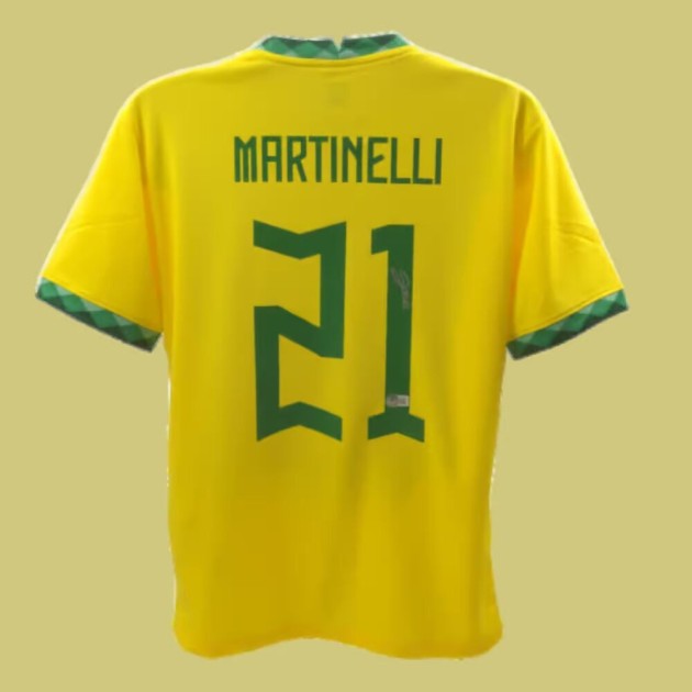 Replica della maglia del Brasile firmata da Gabriel Martinelli