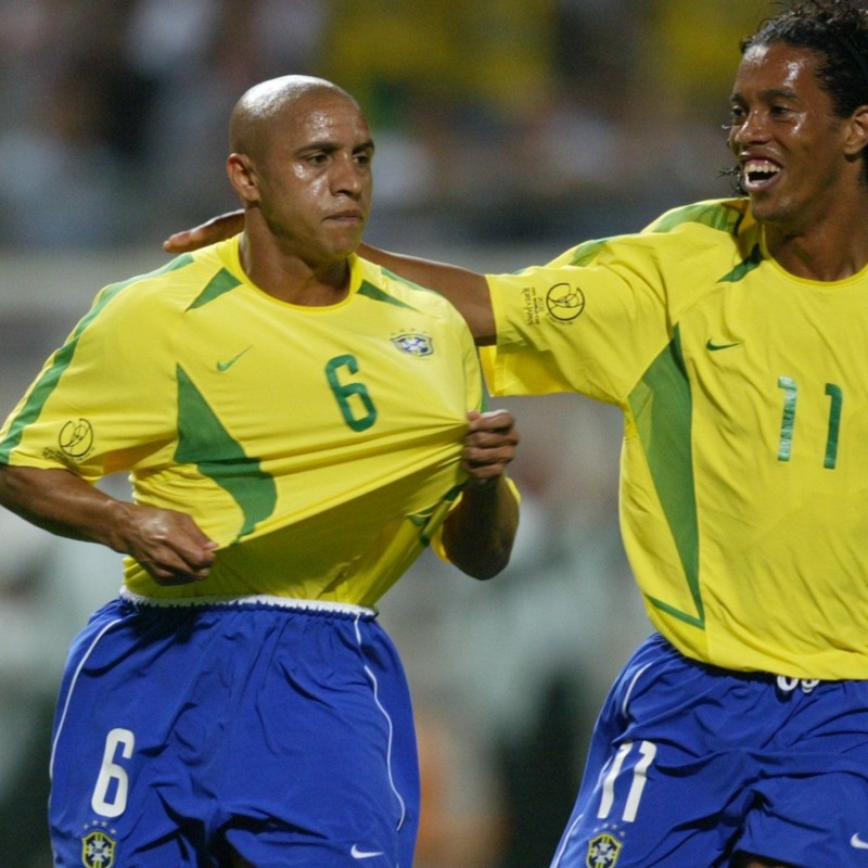 Ronaldinho Official Brazil Shirt, 2002 - Signed by Pelé, Ronaldo, Ronaldinho & Roberto Carlos