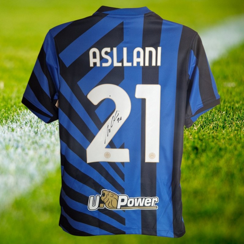 Kristjan Asllani Signed Inter Milan 2024-25 Home Football Shirt COA