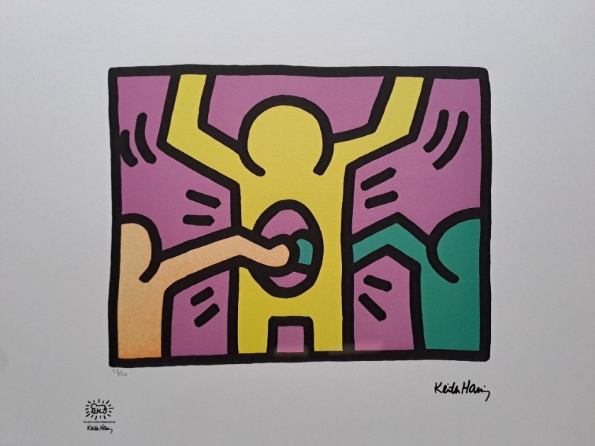 "In Memory Of John Lennon" Lithograph Signed by Keith Haring