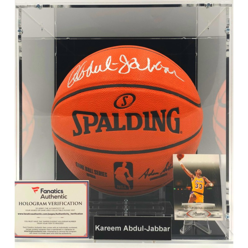 Espositore di palloni da basket firmati Kareem Abdul-Jabbar Lakers