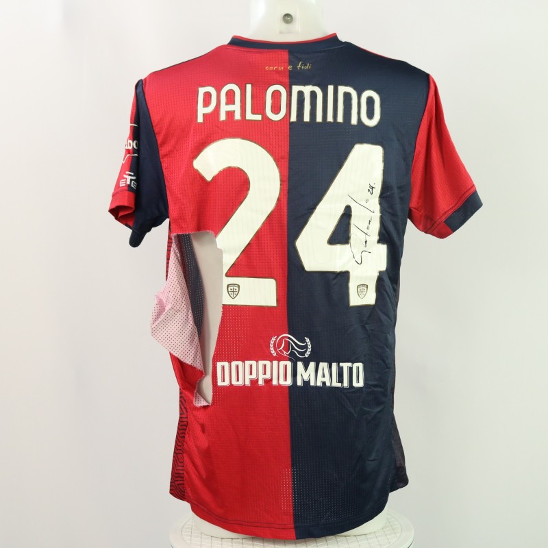 Palomino's Signed Unwashed Shirt, Parma vs Cagliari 2024