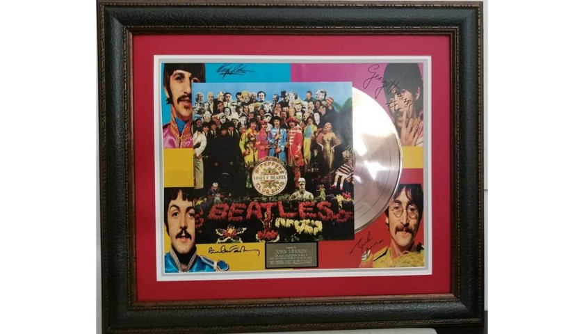The Beatles Custom Framed "Sgt. Pepper" Record with Digital Signatures
