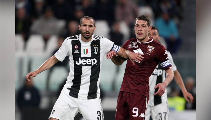 Chiellini's Worn and Signed Shirt and Armband - Juventus vs Torino 