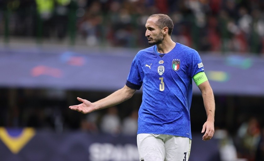 Chiellini's Signed Match Shirt, Italy-Spain 2021