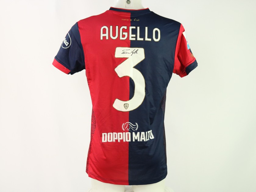 Augello's Signed Unwashed Shirt, Cagliari vs Bologna 2024