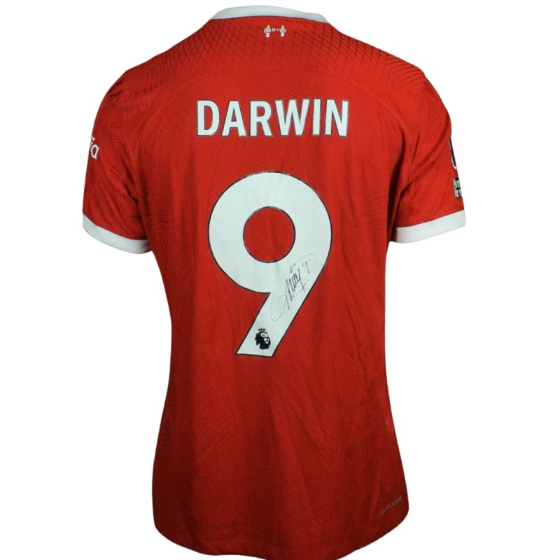 Darwin Núñez's Liverpool 2023 Signed Match Worn Shirt vs Brentford