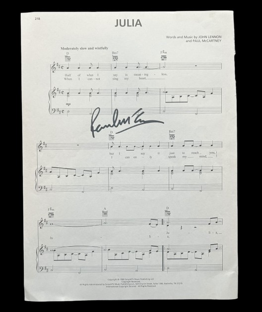 Paul McCartney of The Beatles Signed Julia Sheet Music