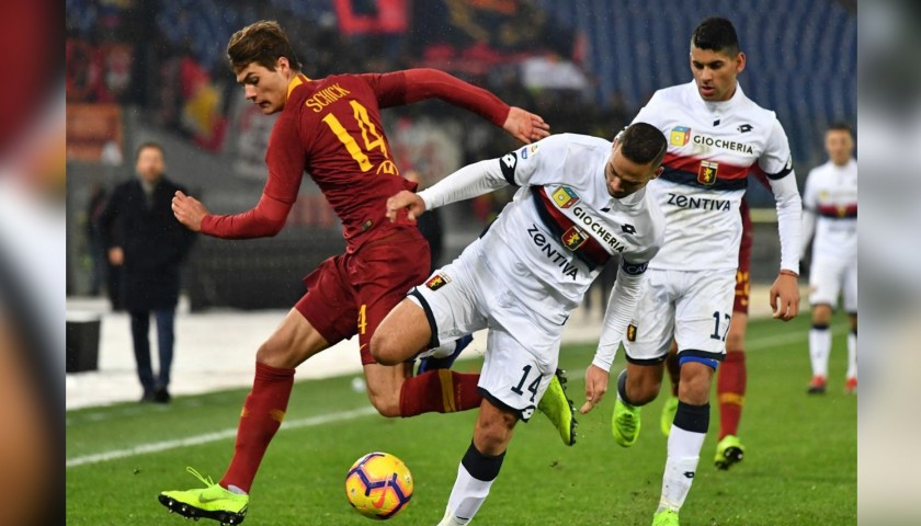 Schick's Worn and Signed Shirt, Roma-Genoa 2018