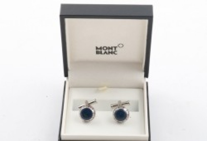 Classic Montblanc steel cuffs red and blue
