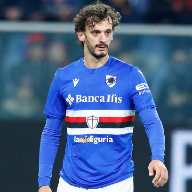 Gabbiadini's Sampdoria Signed Match Shirt, 2021/22