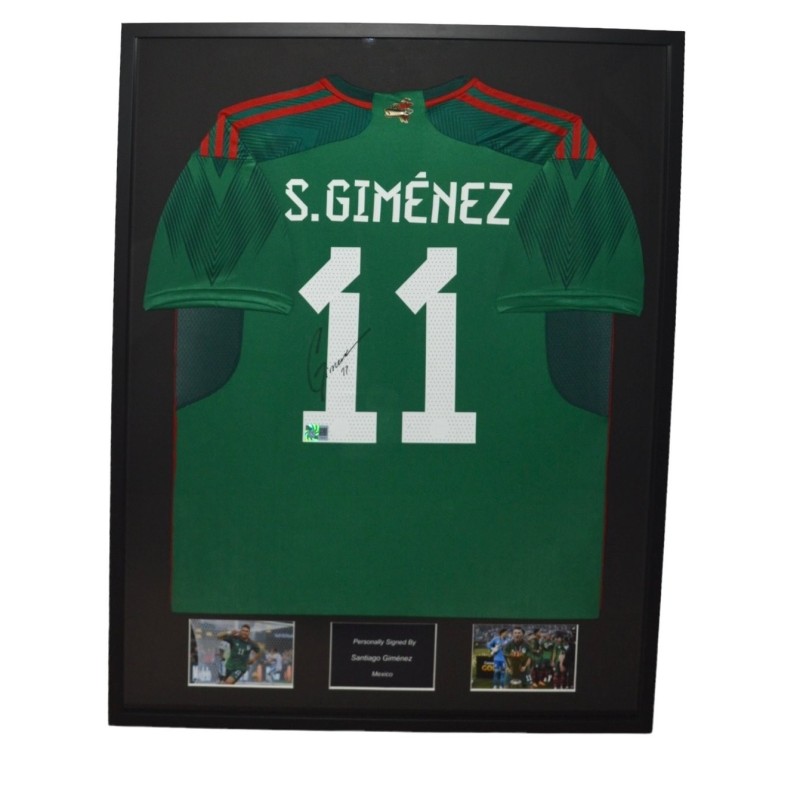 Santiago Gimenez's Mexico 2023/24 Signed and Framed Shirt