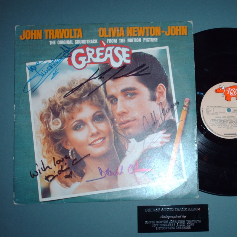Signed Grease Soundtrack Album - John Travolta, Olivia Newton-John and others