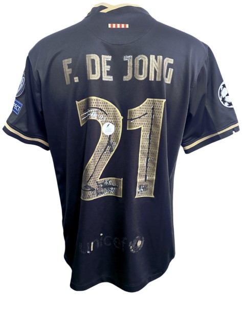 De Jong's Barcelona Signed Replica Shirt, UCL 2020/21