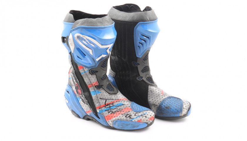 Racing Boots Worn and Signed by Motorbike Racer Andrea Dovizioso 