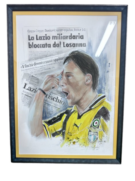 Nedved painting by Stefano Scifoni celebrating Lausanne vs Lazio 1998