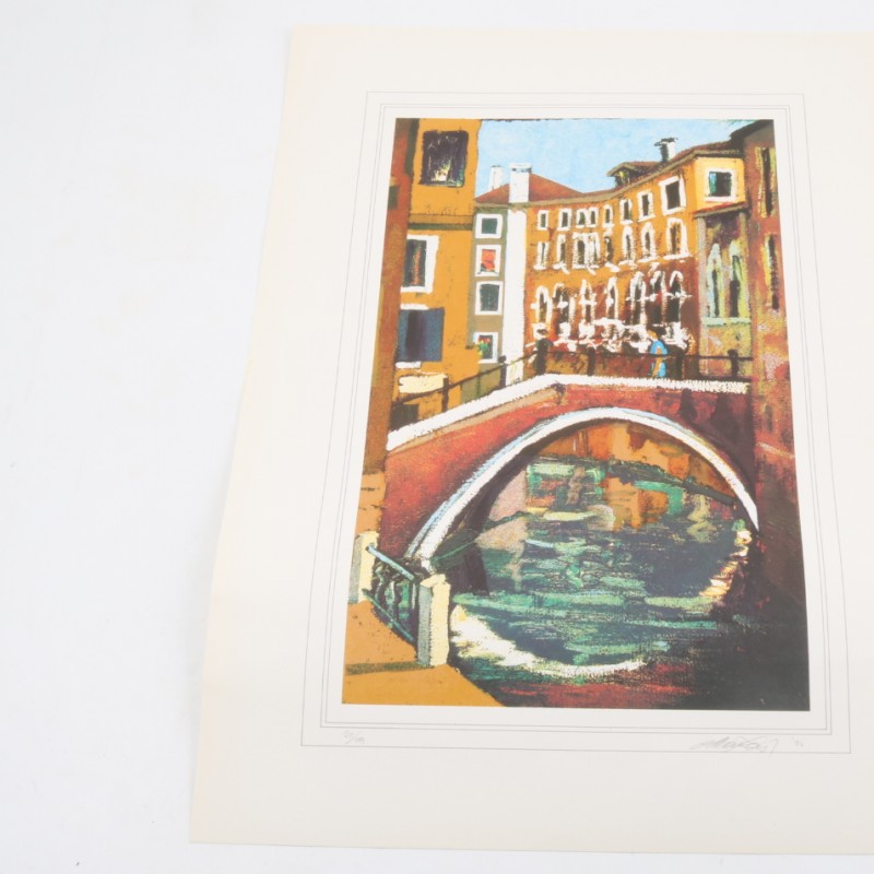 Litografia "Pensiero grafico cromatico su Venezia" di Fernando Andrea Massironi