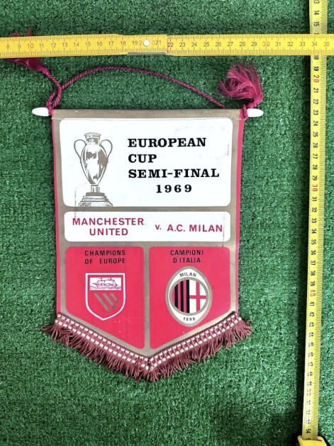 Milan vs Manchester United Official Pennant European Cup Semifinals 1969