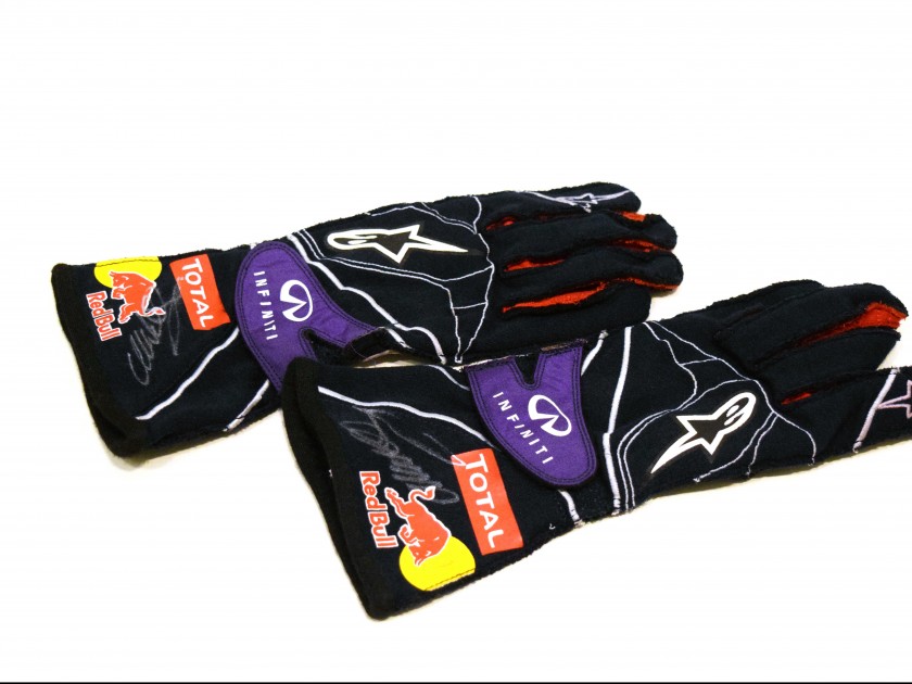A Pair of Mark Webber Signed Racing Gloves