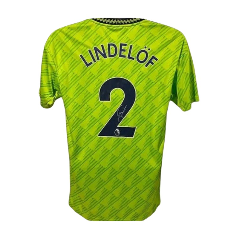 Maglia "third" ufficiale Victor Lindelöf Manchester United, 2022/23 - Autografata