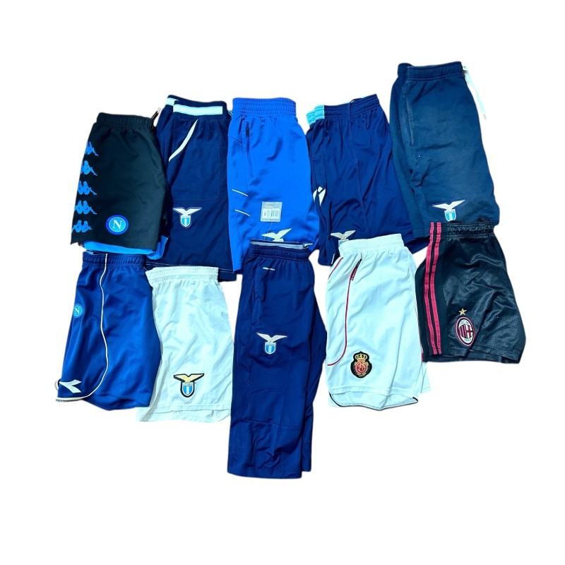 Collezione di Dieci Pantaloncini Allenamento Ufficiali Lazio, Napoli, Milan, Mallorca