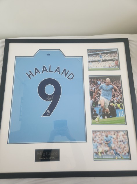 Erling Haaland's Manchester City 2022/23 Signed And Framed Official Shirt