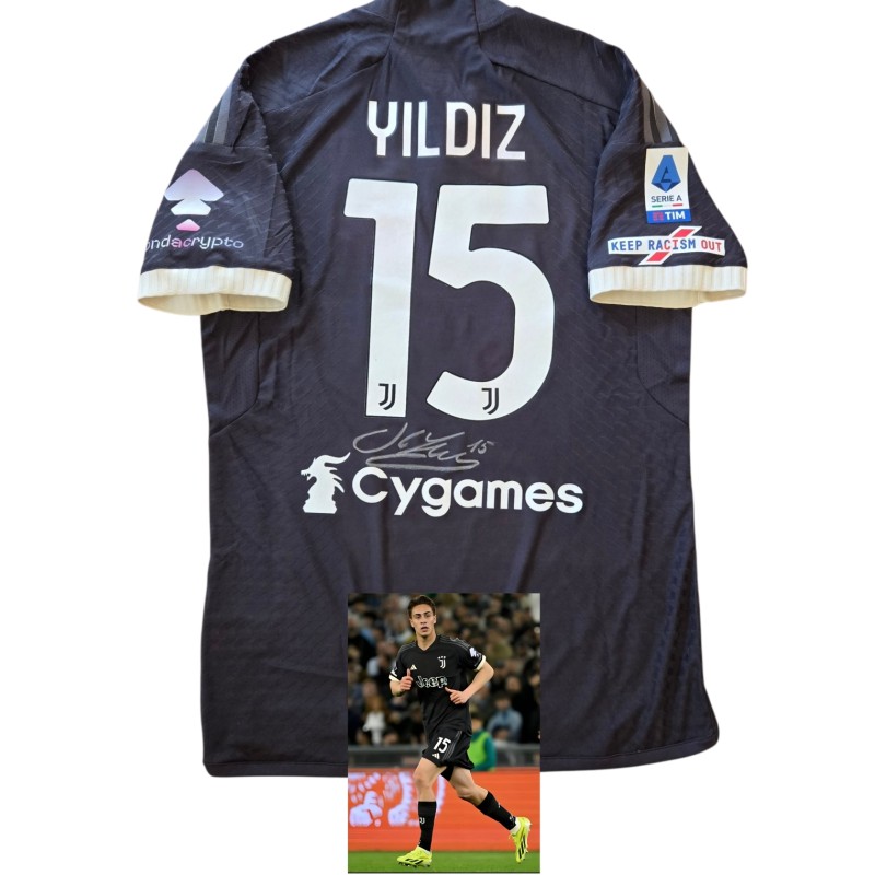 Yildiz's Signed Match-Issued Shirt, Lazio vs Juventus 2024