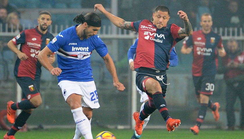 Lapadula's UNWASHED Special Genoa-Sampdoria Match-Worn Shirt