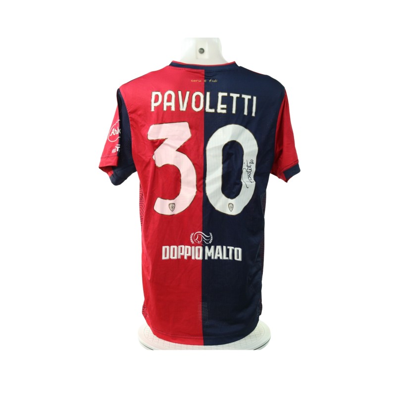 Pavoletti's Signed Unwashed Shirt, Cagliari vs Hellas Verona 2024