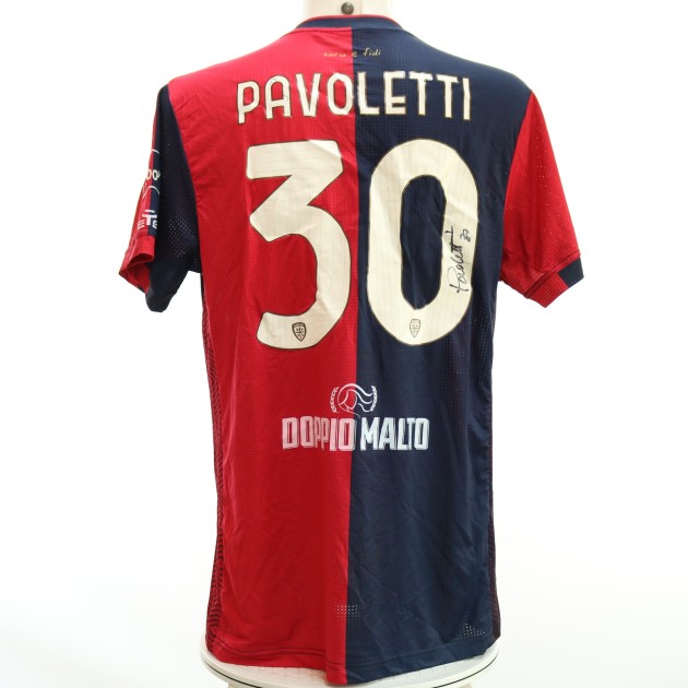 Pavoletti's Signed Unwashed Shirt, Cagliari vs Roma 2024