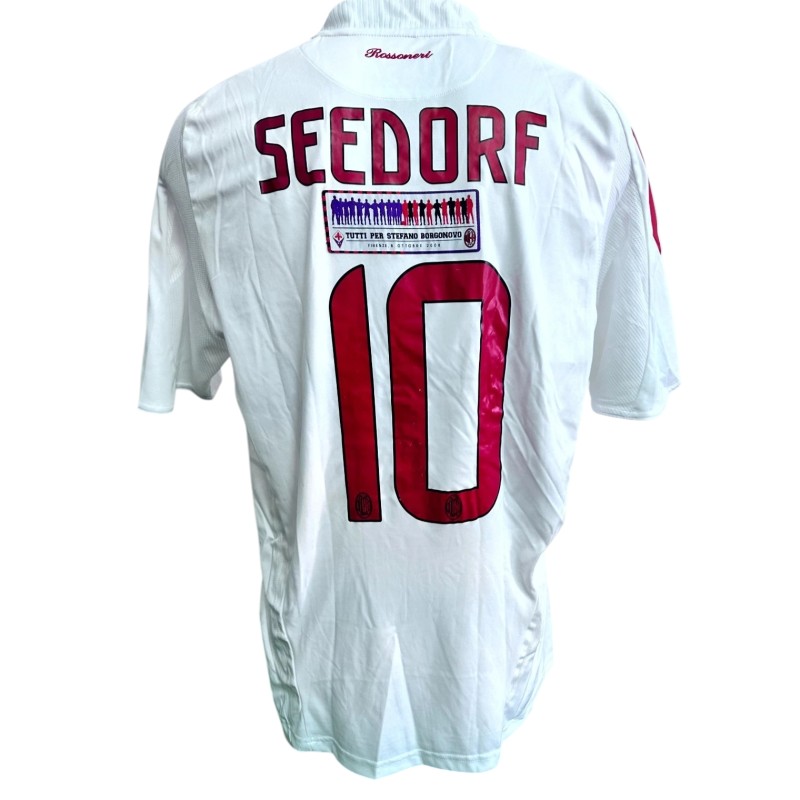 Seedorf's Match-Issued Shirt, Fiorentina vs Milan 2008 - "Tutti per Stefano Borgonovo" Special Patch