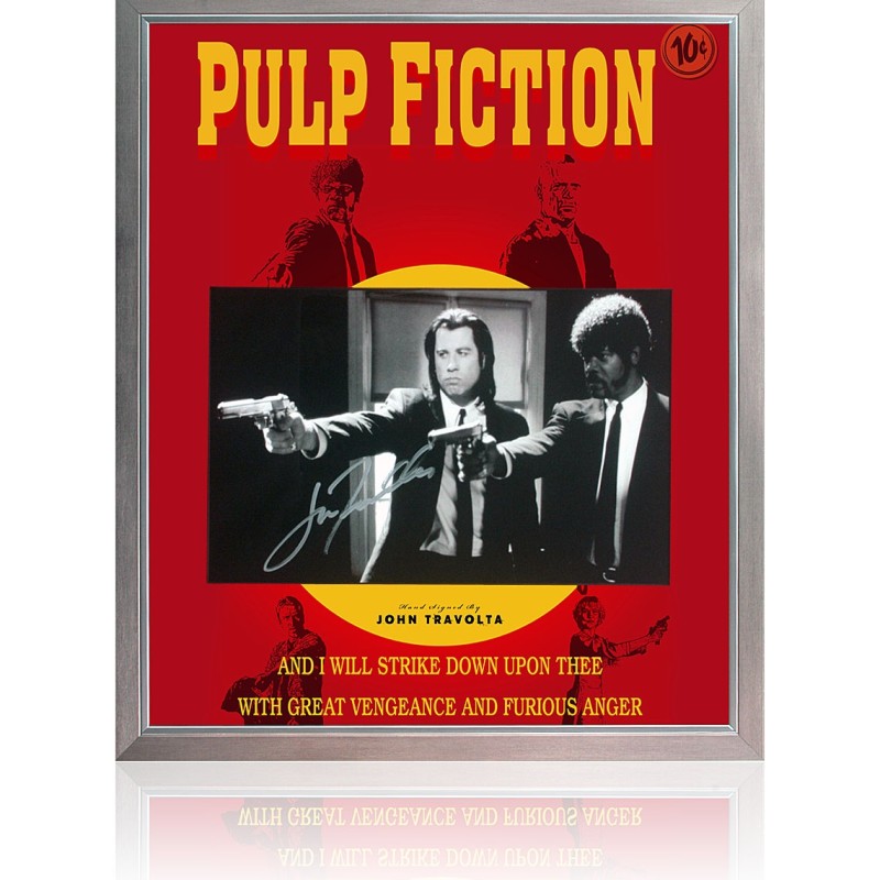 Presentazione del poster di Pulp Fiction firmato da John Travolta