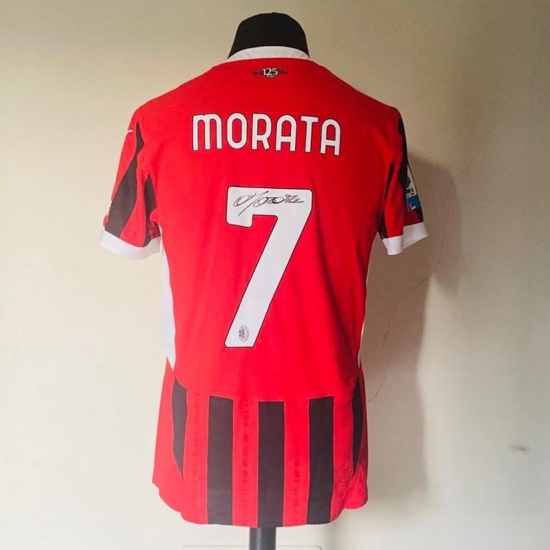 Alvaro Morata Prepared, AC Milan vs Napoli 2024 Jersey - Autographed