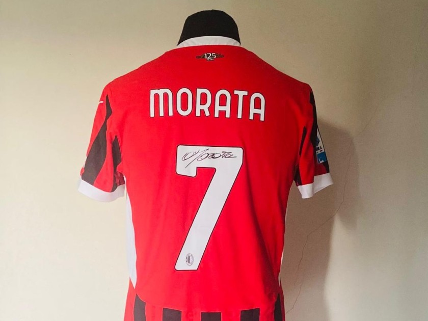 Alvaro Morata Prepared, AC Milan vs Napoli 2024 Jersey - Autographed