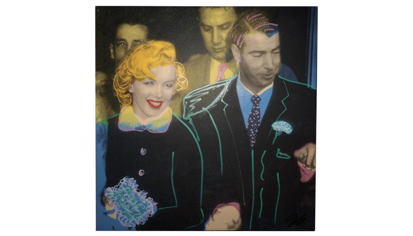 "Marilyn and Joe DiMaggio, Wedding 2" by Steve Kaufman