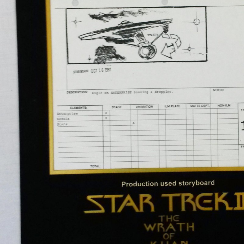 Star Trek II: The Wrath of Khan Production Used Storyboard
