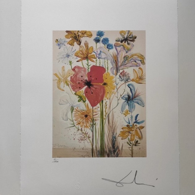 "Surreal Flowers" Lithograph Signed by Salvador Dalí