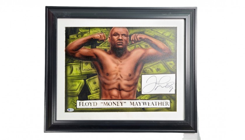 Floyd Mayweather Signed Hand Painted Framed Canvas