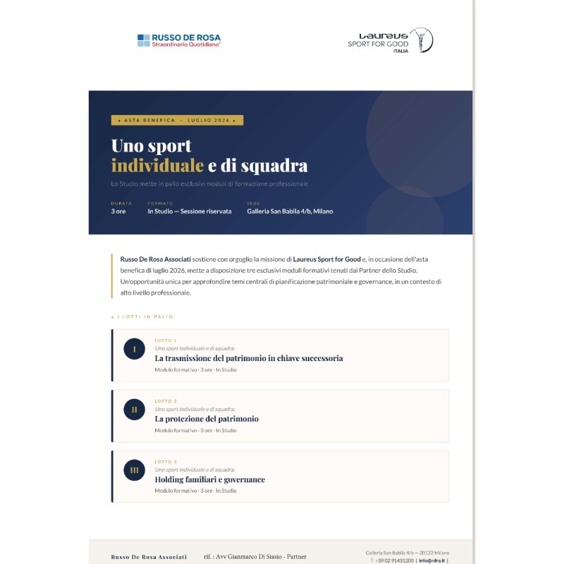 Three Wealth Planning and Governance Training Modules by Russo De Rosa Associati