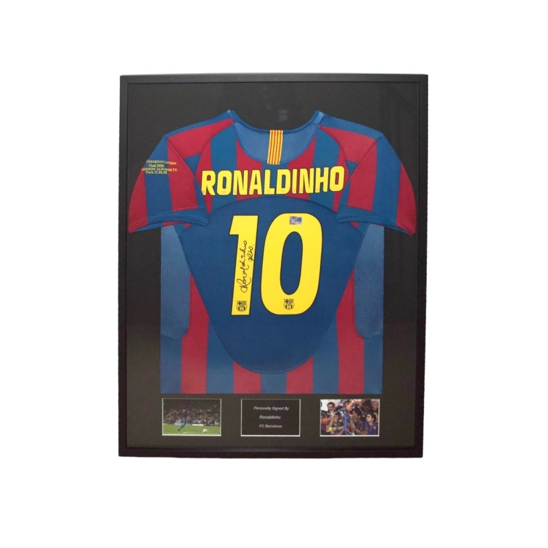 Ronaldinho's FC Barcelona 2005/06 Signed And Framed Shirt