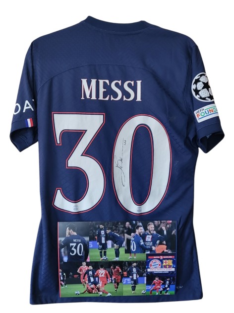 Messi's PSG vs Bayern Monaco Signed Match-Issued Shirt, UCL 2023