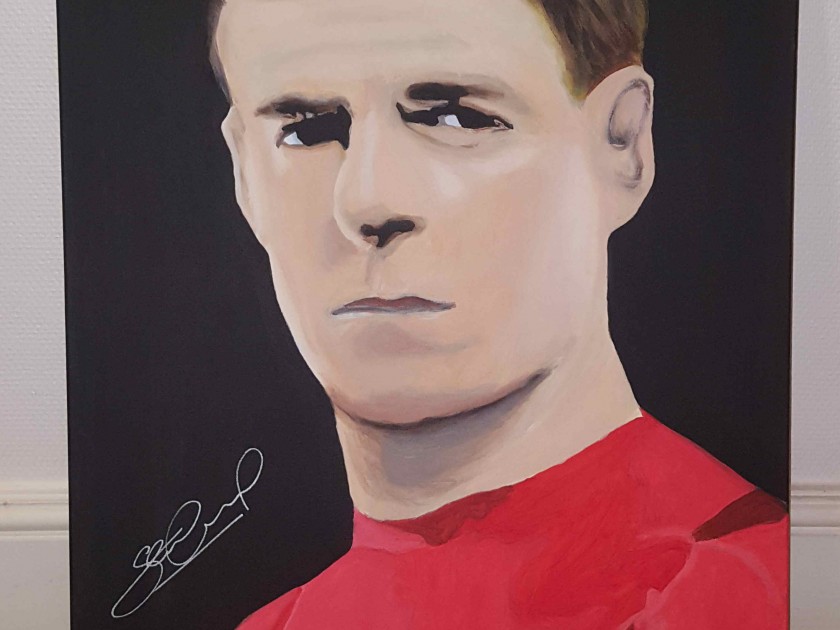Ritratto Steven Gerrard autografato, realizzato da Matt Rhodes