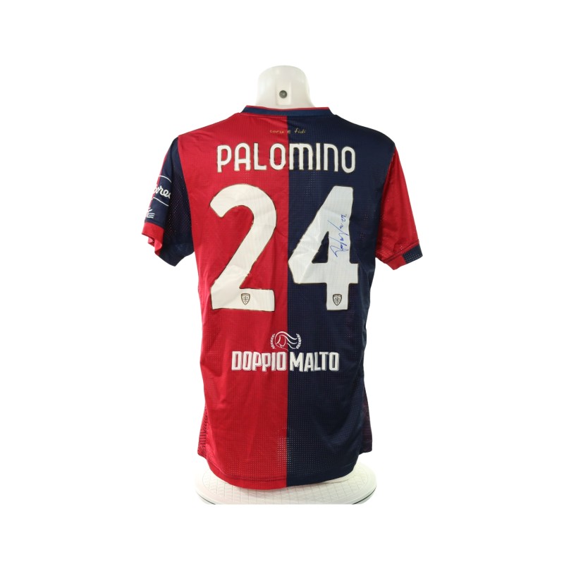 Palomino's Signed Unwashed Shirt, Cagliari vs Milan 2024