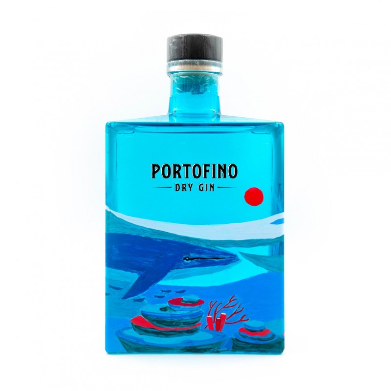 Bottiglia 5L Portofino Dry Gin dipinta a mano da Elisa Puglielli