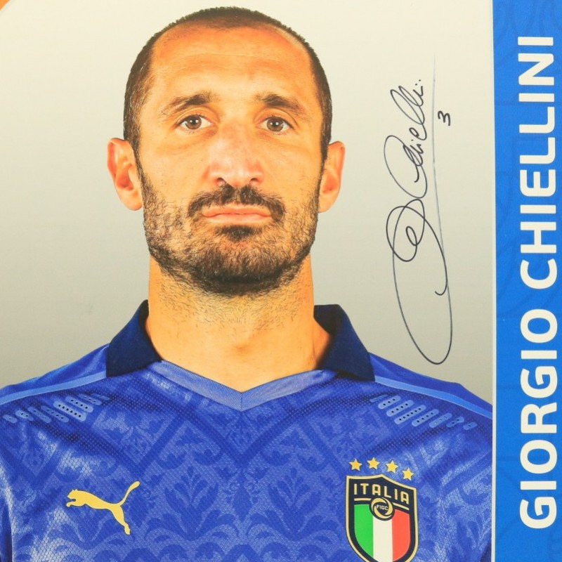 Chiellini Italy Signed Card, Euro 2020 