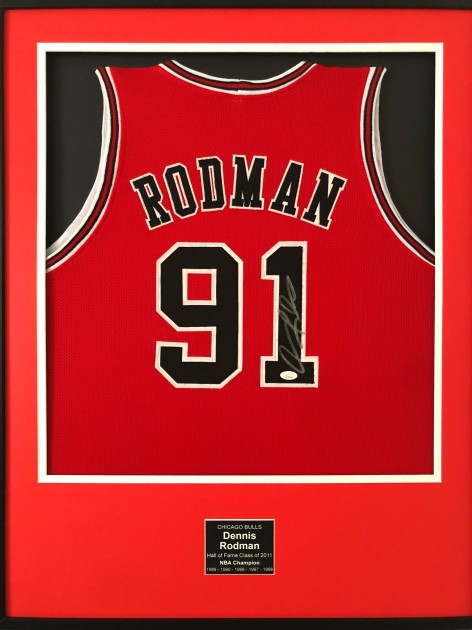 Dennis Rodman Chicago Bulls Signed And Framed Jersey