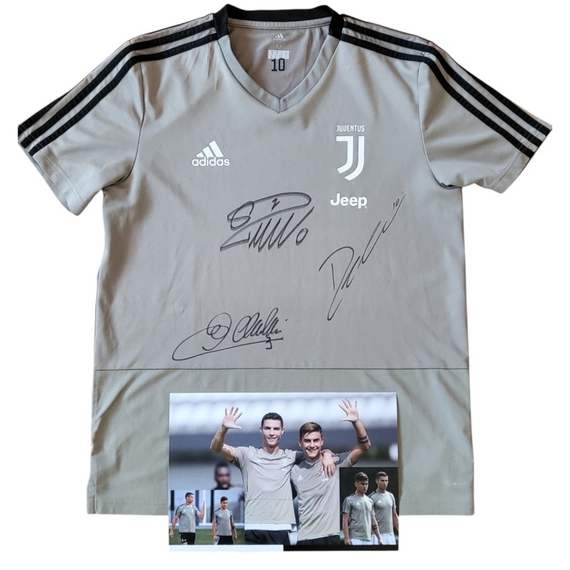 Juventus' Signed Training Pre-Match Shirt, 2018/19 - Signed by Ronaldo, Dybala and Chiellini